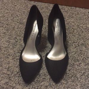 Christian Siriano Black Dip Velvet Pumps • 6